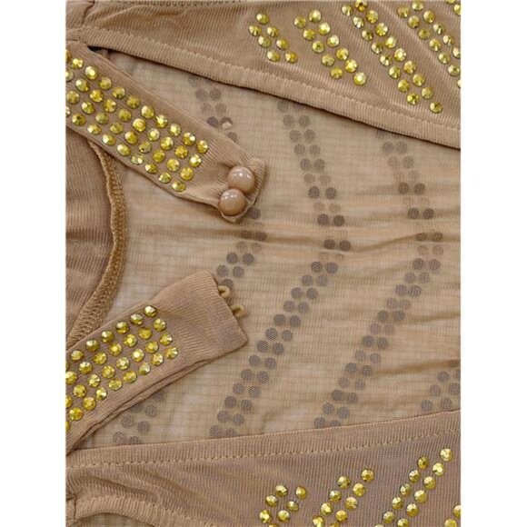 Women's Sexy Elegant Rhinestone Sleeveless Complete Mesh - Picture 6 of 11